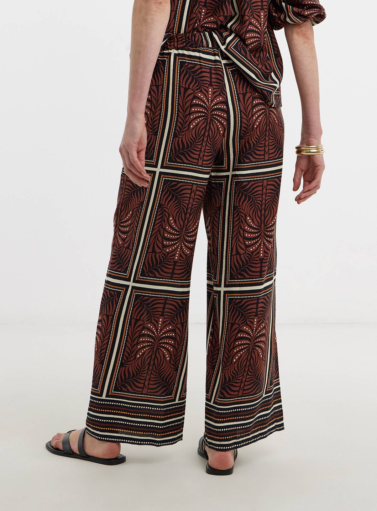 JD WILLIAMS Spun Viscose Wide Leg Trouser Brown Print 22 - Image 2